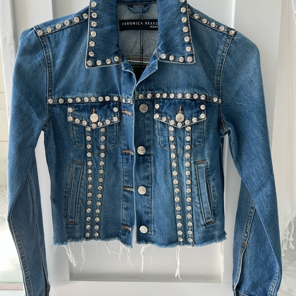 Veronica Beard Cara crystal studded Jean Jacket